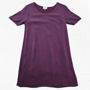 Wilfred Free Plum Purple Rayon Shift Dress Short Sleeve Minimalist Size Small